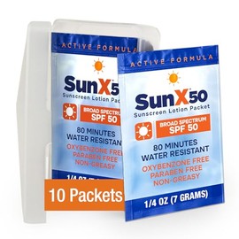 CoreTex Sol X 50 Spf Paquetes Individuales De Protector Solar Tamaño De Viaje (10Ct. Con Estuche De Transporte) - Libre De Parabenos, Oxibenzona,...  
