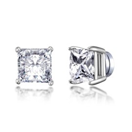 Philip Jones Men's Silver Plated Square Magnetic Clip On Stud Earrings Created with Zircondia® Crystals