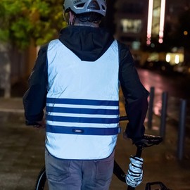 ABUS Warnweste Lumino Urban Vest - voll reflektierende Sicherheitsweste für bessere Sichtbarkeit bei Nacht - für Erwachsene - mit Reißverschluss - Silber Größe XXL