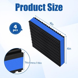 TUAKIMCE 4"x4"x7/8" Anti Vibration Pads 4"x4"x7/8", 4 Pack Heavy Duty Noise & Vibration Dampening Pads - Ribbed Rubber Mats with EVA Core for Air Compressor, Conditioner, HVAC, Washer Dryer, Treadmill