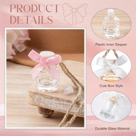 Reallnaive 8 ml Pink Bow Car Air Freshener Diffuser Bottles Empty Glass Perfume Bottle Freshener Cute Car Decor Accessories Aesthetic Decorations Stuff for Women(10 Pcs,Bottle)