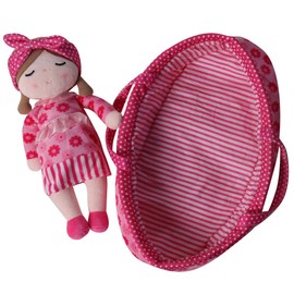 Baby Whitney Pink Daisy May 12" Plush Doll and Bed Carrier Set