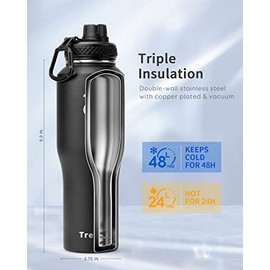 Neihepal - Botellas de agua aisladas de 22 onzas a granel, botellas de agua de acero inoxidable a granel con tapa de popote a prueba de fugas, boca an