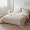 BISELINA French Linen Duvet Cover Set 3pcs Embroidered Willow Leaf