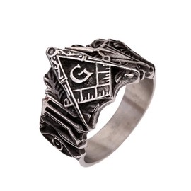 PikaLF Masonic Ring for Men, Vintage Masonic Freemason Ring, All Seeing Eye Ring, Illuminati Eye Of Providence Ring, Hip Hop Biker Ring, Punk Masonic Eye Jewelry Gift for Men Boys (Q)