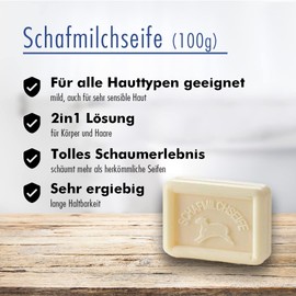 Buen Camino Washing Set Soap Set for Jakobsweg Sheep's Milk Soap + Soap Box + 4 Pieces Soap Bags Firm Shower for Body and Hair Suitable for Sensitive Skin Odour Meadow Fragrance