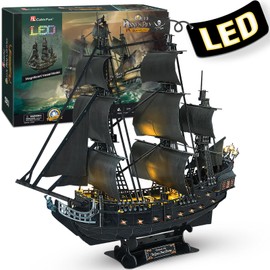 CubicFun CubicFun 3D Puzzles for Adults - Led Pirate Ship Queen Anne's Revenge - Large 27' Sailboat Puzzles - Desk Decor, Anniversary, Christmas Teacher Appreciation Gifts Adult Stocking Stuffers