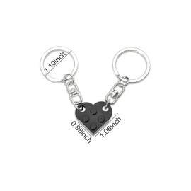 YiXuTag Building Blocks Key Fob, Heart Keyring, Small Key Ring, Red Brick Heart Key Ring, Matching Heart Decorations for Lovers, red+black