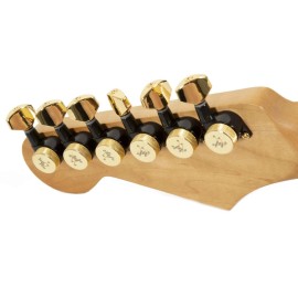 Tone Ninja 20:1 Locking Tuners, 6 Inline non-staggered set, Black and Gold