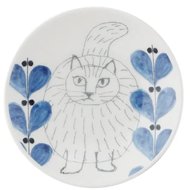 Lisa Larson LL152-333 Sketch Cats Sketch Cat Sticker, Bean Plate, Diameter Approx. 3.9 inches (10 cm), Lisa's Sketch Series, Miscellaneous Goods, Scandinavian Tableware, Blue