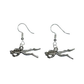 Miniblings Diver Earrings Pendant Diving Suit Diving Equipment Handmade Fashion Jewellery Earrings Silver-Plated, Cotton