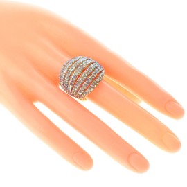 neXxtten Gold Tone Stretch Metal Ring With Crystal Rhinestone R1270-GAB