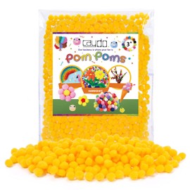 Caydo 500 Pieces Yellow Pom Poms, 1cm Small Pom Poms Balls for Hobby Supplies and DIY Creative Crafts and Decorations