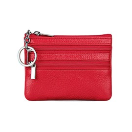HXT-OAK Wallet Credit Card Wallet Business Card Wallet Leather Keyring, red, 经ộ的