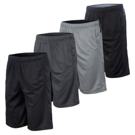 Essential Elements 4 Pack: Men's Dry-Fit Sweat Resistant Active Athletic Performance Shorts, Set C, Small
