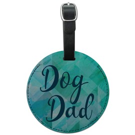 Dog Dad Round Leather Luggage Card Suitcase Carry-On ID Tag