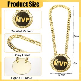 MVP Chain, Turnover Chain, 6" Big Gold Medals for Awards, MVP Necklace for Team Champion Baseball Basketball Football Soccer Softball Volleyball Sports Competitions Prize Gifts and Party Favors
