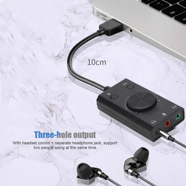 Wendry External Sound Card, USB Audio Adapter External Stereo Sound Card with 3.5mm Headphone Jack and Headphone Jack, Multifunction USB Sound Card with Indicator