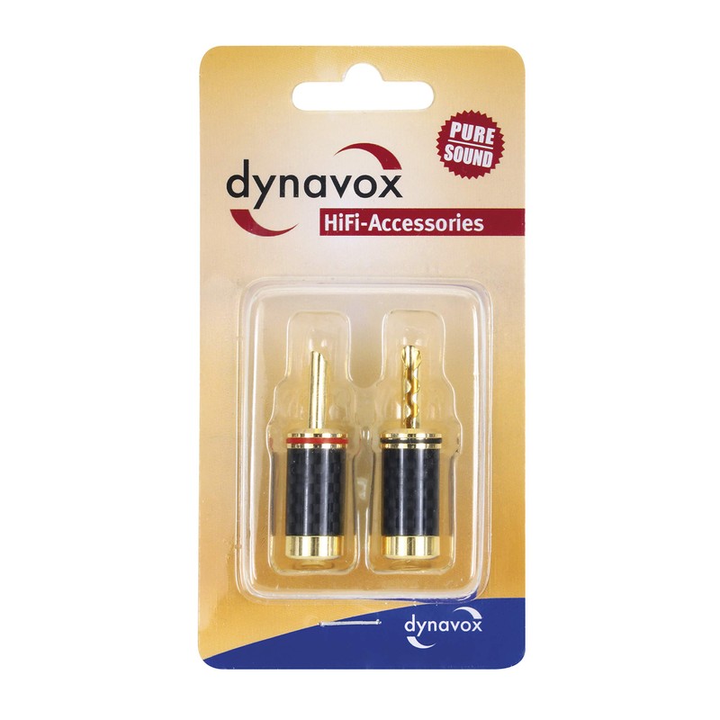 Dynavox Hollow Banana Plugs Carbon, Set of 2, Gold-Plated