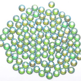 1000 Pieces Hot Fix Glass Flatback Rhinestones HotFix Round Crystal Gems (Green AB, SS20)