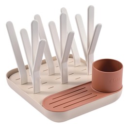 BÉABA, Drainer Baby Bottles, Large Capacity, Modular, Up to 6 Bottles and Children's Tableware, Accessory Pot, Optimised Drain, Easy to Store, Compact, Practical, Terracotta
