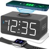 DreamSky Wooden Digital Alarm Clock with Wireless Charging for Bedroom,