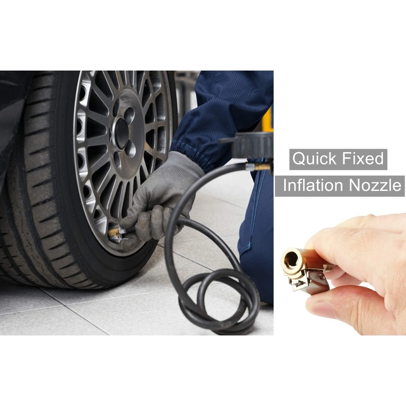 LDCRE Tire Air Chuck with Clip Adapter, Brass Locking Tire