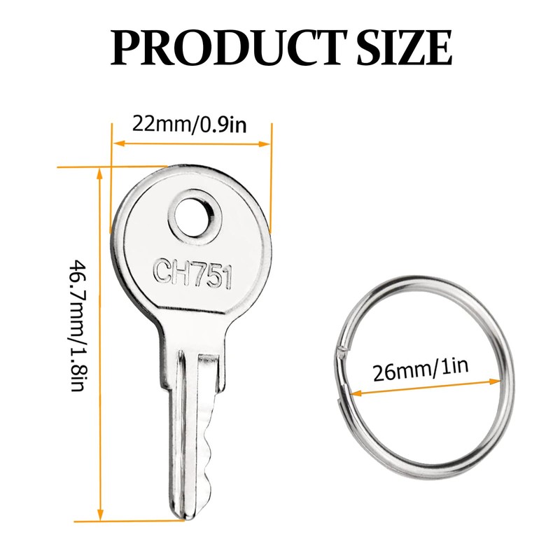 CH751 RV Keys for RV Campers Cabinets Push Locks, Spare