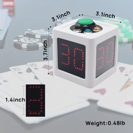 GANXIN Poker Shot Clock, Seconds Countdown Timer for Poker/Casino/Chess Tournament,20/30 Sec and Custom Time,4-Sides Cube Timer (Small,White)