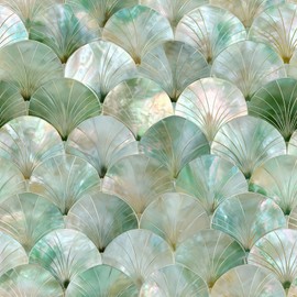 IOHEFY 10PCS 12x12 Inch Peel and Stick Floor Tiles Self Adhesive Vinyl Flooring Tile Shell Pearl Removable Decals Bathroom Kitchen Laundry DIY Home Decoration