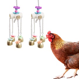 2 Packs Chicken Enrichment Toys with Colorful Decor and Shining Bells, Chicken Toys for Coop Accessories, Play Stuff for Chickens to Peck, Poultry Coop Accessories for Chckens, Hens, Ducks, Geese