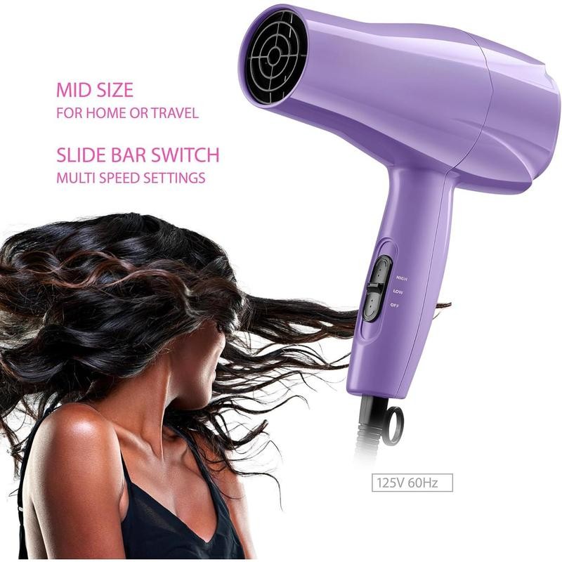 1875 Ceramic Hair Dryer, Powerful Fast Drying, Multi-Setting with Comb