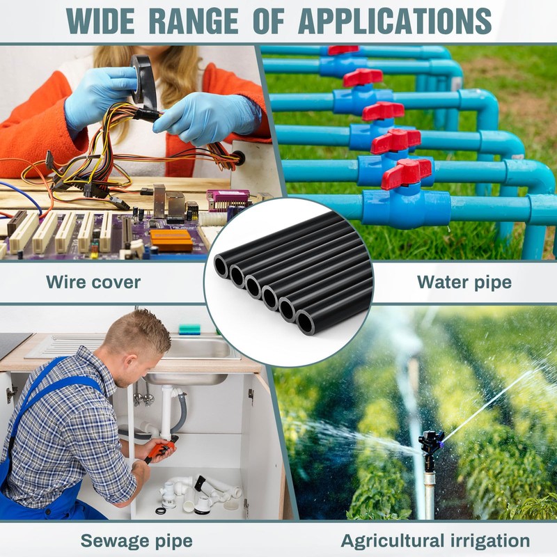 Landical 6 Pcs 3/4'' Black PVC Pipe SCH 80 Plastic