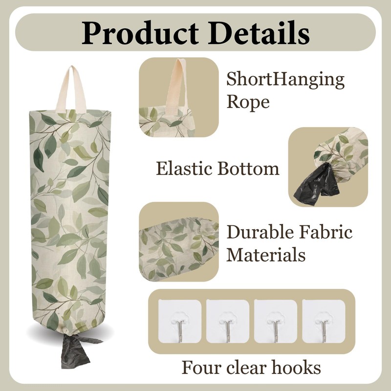 CRASPIRE 2Pcs Green Leaves Plastic Grocery Bag Holder with 4Pcs