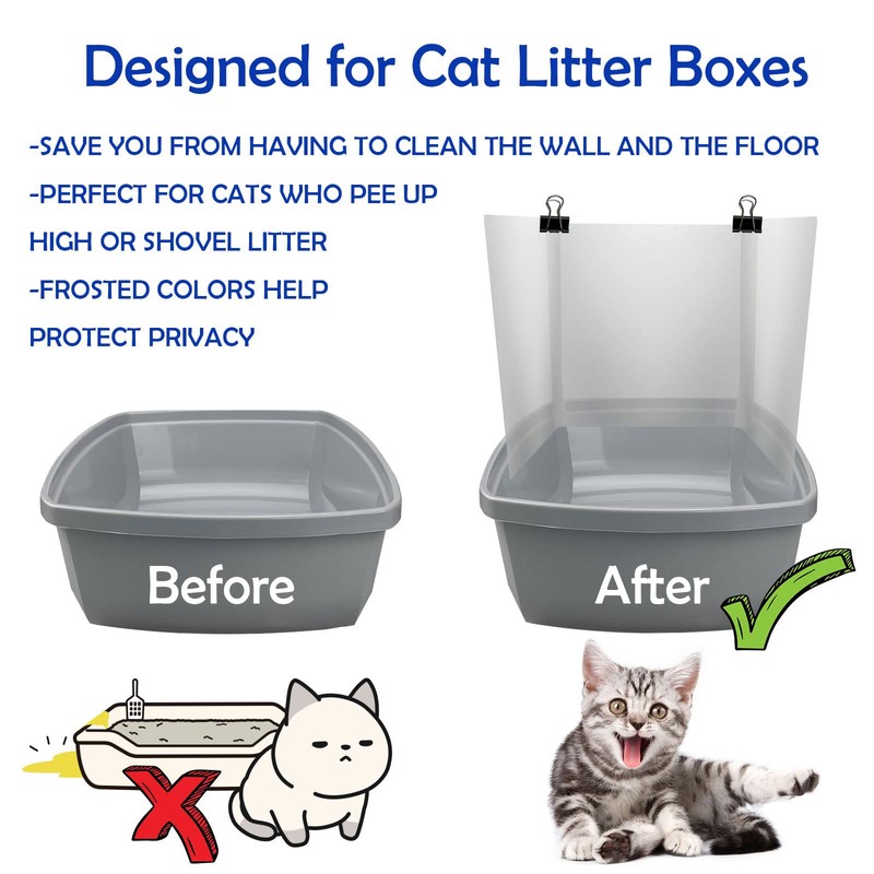 3 Pcs Cat Litter Box Pee Shields, Easy Clean Anti-Splashing