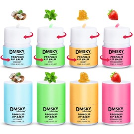 DMSKY Juego de 8 mascarillas para dormir labiales, mantequilla de labios con propóleos y vitamina E, bálsamo labial para labios secos, reduce las líneas de los labios y mejora el color de los labios