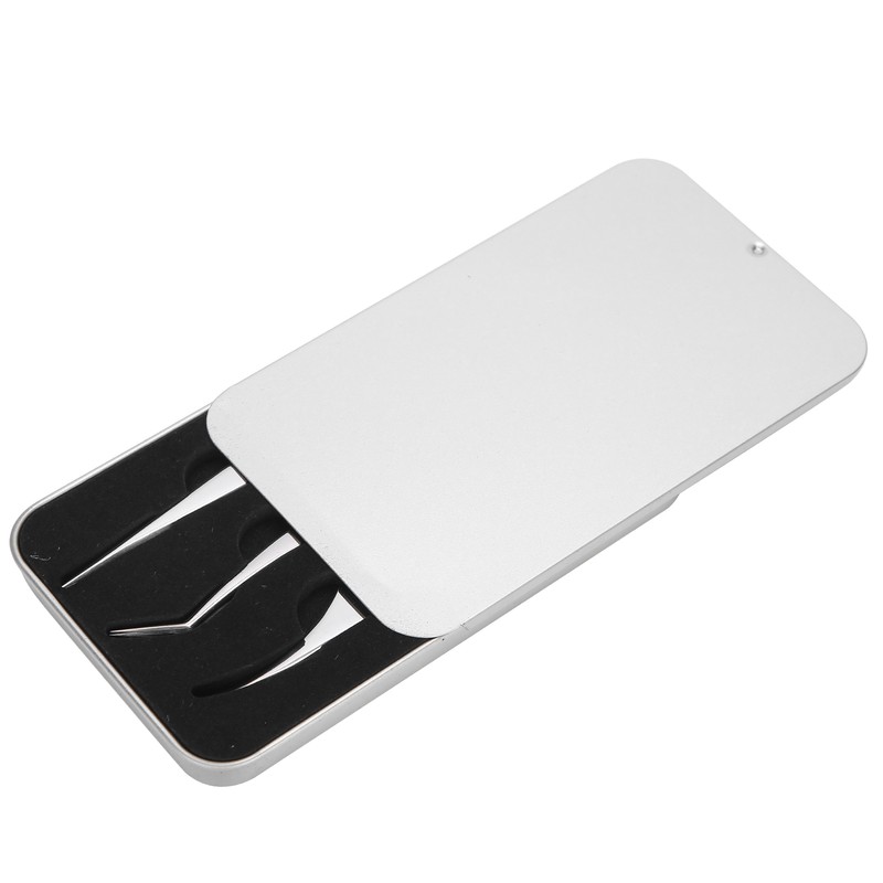 3Pcs Eyelash Extension Tweezers Set Silver Mirror Light DolphinShaped Easy