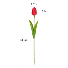Red Artificial Flowers - 20 Tulips Realistic Touch Spring Summer Fake Flowers, Fake Tulips, for Home Decor, Outdoor Garden Parties and Wedding Decorations, Mother's Day, Valentine's Day, Easter gifts