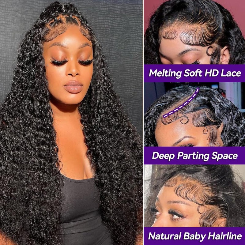 30 Inch Deep Wave Lace Front Wigs Human Hair 200