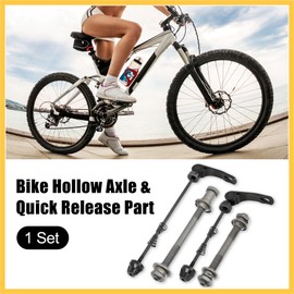 BULLSPANN Bicycle Solid Axle 9.5mm Front Rear Hollow Axle Quick Release Mountain Bike 1 Set Bicycle Replacement