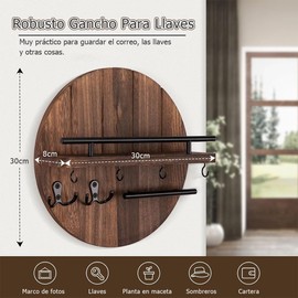 Porta Llaves para Pared，Ganchos para Llaves con 6 Ganchos，Decoración Moderna Portallaves,Soporte de Pared ，Colgador,Portallaves, Entradas, Cocina, Oficina