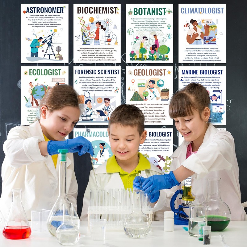 Aposwow Science Classroom Decor Posters - 12Pcs Science Career Posters