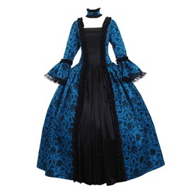 1791's lady Women's Victorian Rococo Dress Inspration Maiden Costume Blue M