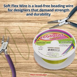 Soft Flex Econoflex Hobby Beading Wire - Flexible Stainless Steel Wire for Crafting - 7 Strand 0.19 30 Ft