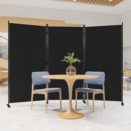 C-Hopetree 3 Panels Room Divider, 6 Ft Tall Indoor Folding Privacy Screen, Portable Partition Separator, Freestanding Separation Temporary Wall for Office, Bedroom, 102" W X 71" H, Black