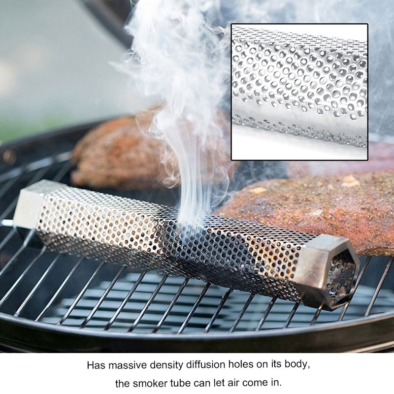 Pellet Smoker Tube Hexagonal Stainless Steel BBQ Pipe Outdoor Mesh