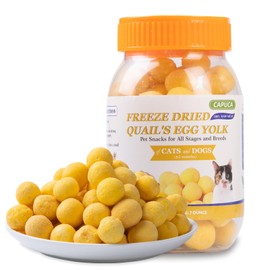 capuca Freeze Dried Quail Egg Yolk Cat & Dog Treats - Single Ingredient Pet Snack Grain-Free, with Lecithin for Healthy Skin & Coat (7oz)