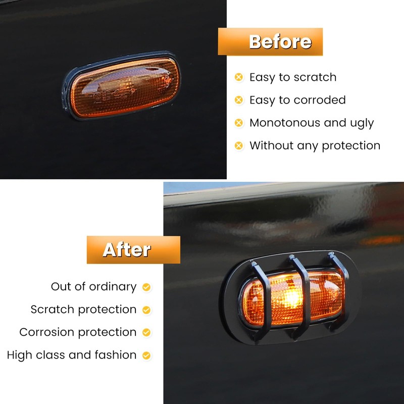 Heutamo Front Fender Side Marker Light Covers Guard Trims Compatible