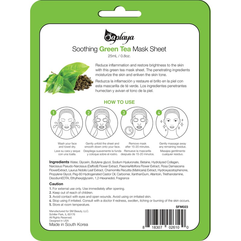 Saplaya Face Masks 6 Pack Scented Facemask Sheets Skin Care
