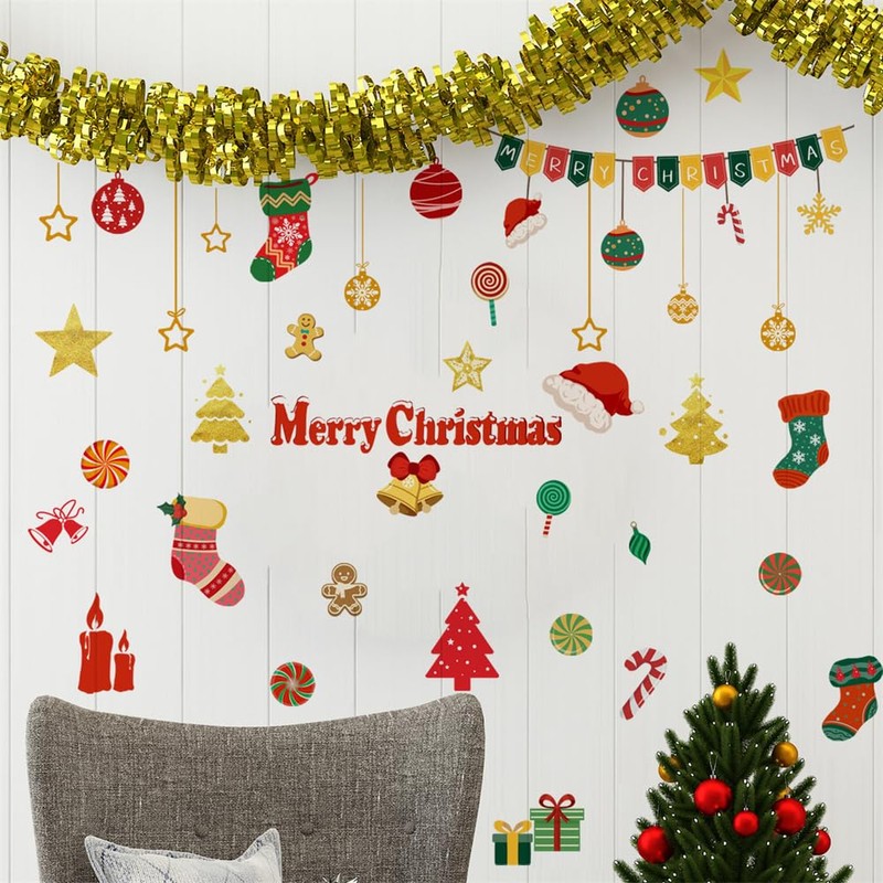 Condessacity Christmas Wall Sticker, Christmas Decoration, Sticker, Sticker, Diy, Hat,